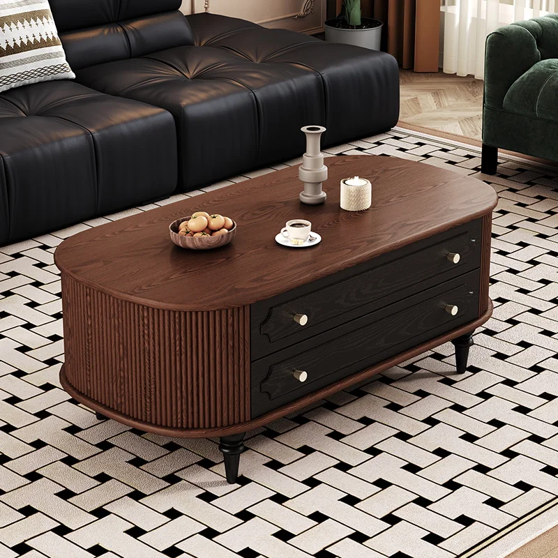 French retro oval ash wood solid wood coffee table TV cabinet small apartment large storage household
French retro oval ash wood solid wood coffee table TV cabinet small apartment large storage household