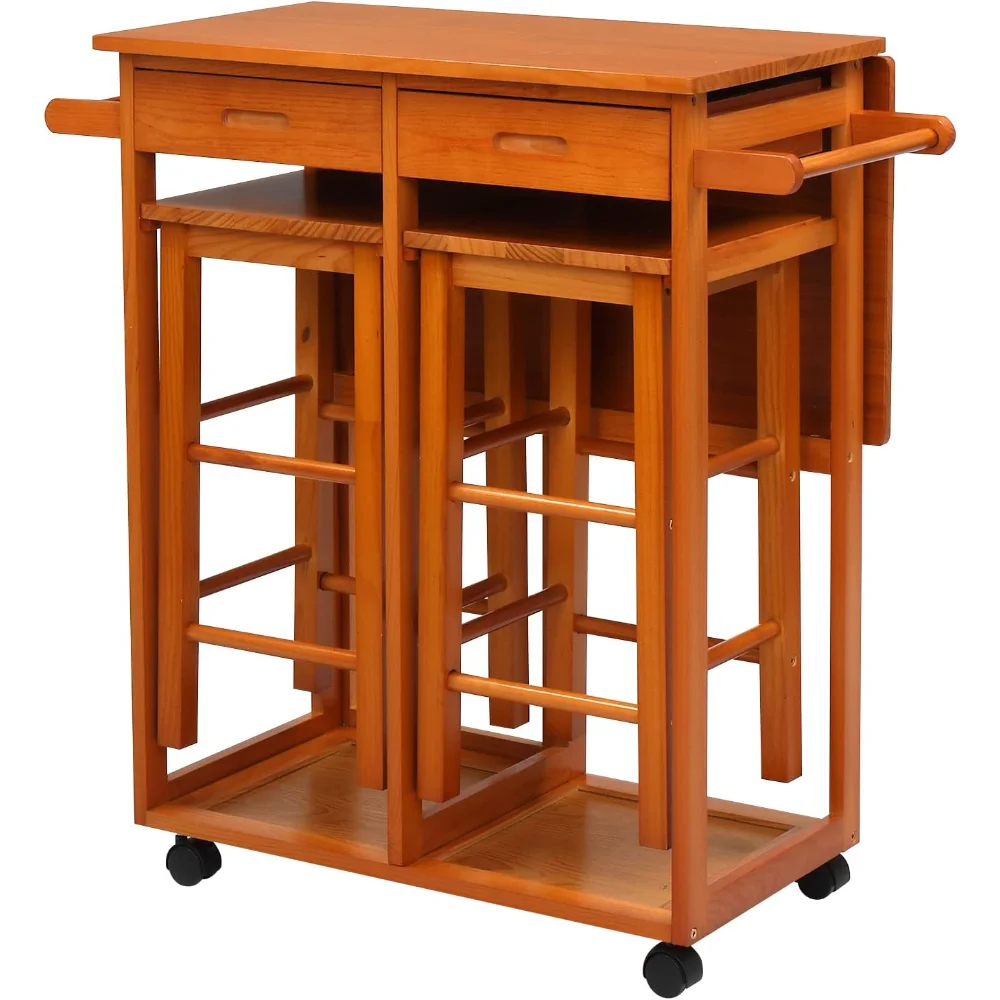 Kitchen Island Trolley Cart with 2 Square Stools and 2 Drawers Solid Wood Drop Leaf Table Easy Put Together
Kitchen Island Trolley Cart with 2 Square Stools and 2 Drawers Solid Wood Drop Leaf Table Easy Put Together
