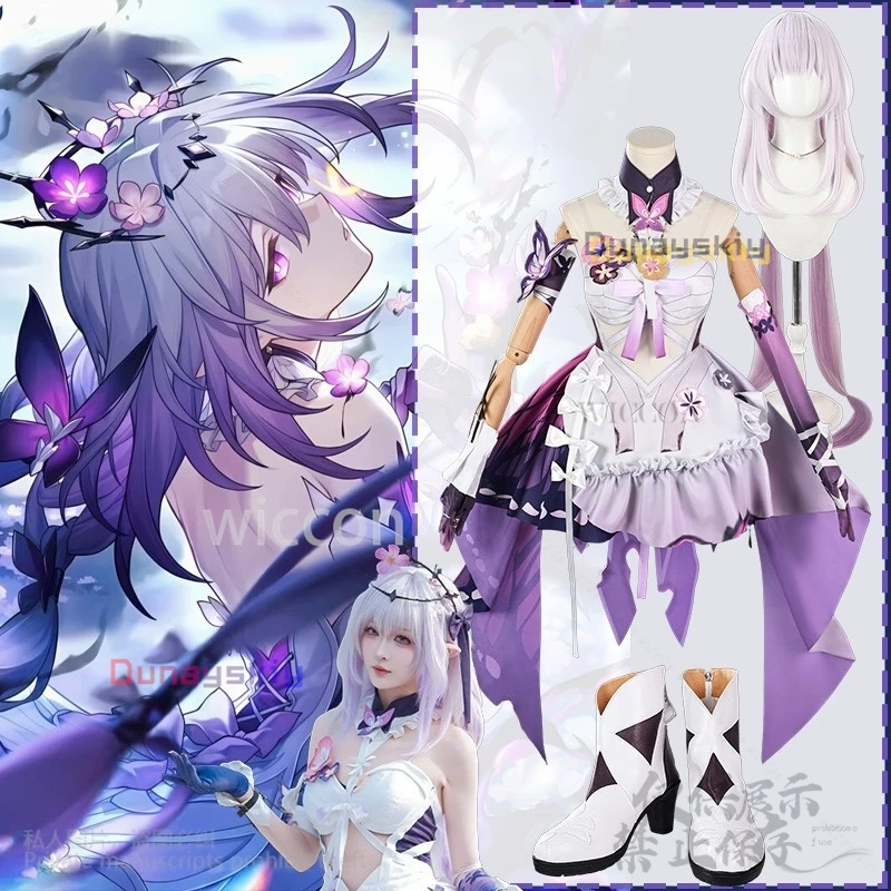 Аниме игра Honkai Star Rail косплей костюм Castorice платье-бабочка фиолетовый парик Лолиты головные уборы комплект серег для девочек по индивидуальному заказу
Аниме игра Honkai Star Rail косплей костюм Castorice платье-бабочка фиолетовый парик Лолиты головные уборы комплект серег для девочек по индивидуальному заказу