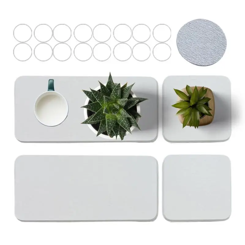 Diatomite Tray Water Absorbing Stone Tray For Sink 4 Pieces Super Absorbent Faucet Mat Soap Holder Modern Decor Bathroom
Diatomite Tray Water Absorbing Stone Tray For Sink 4 Pieces Super Absorbent Faucet Mat Soap Holder Modern Decor Bathroom