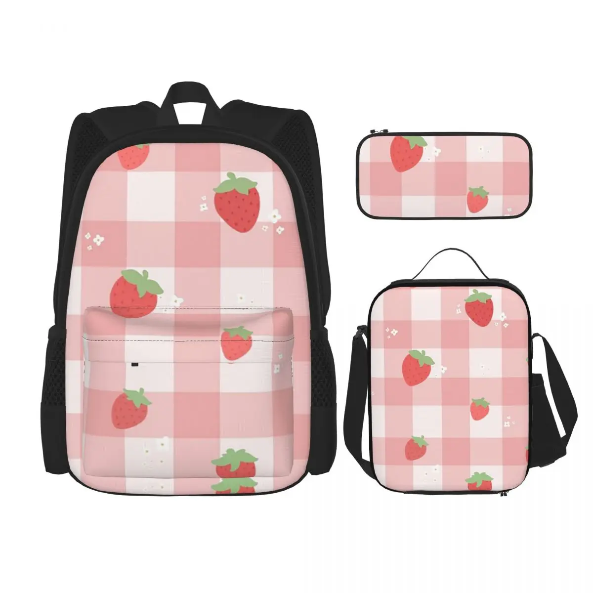 Strawberry Plaid Backpacks Boys Girls Bookbag School Bags Rucksack Lunch Bag Pen Bag Three-Piece Set
Strawberry Plaid Backpacks Boys Girls Bookbag School Bags Rucksack Lunch Bag Pen Bag Three-Piece Set