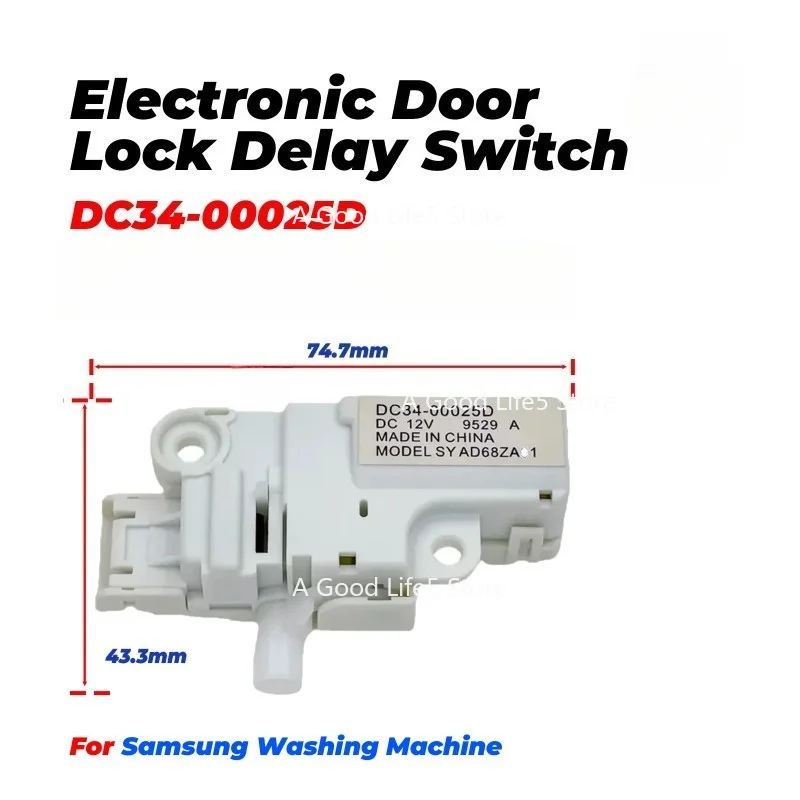 New DC34-00025D Electronic Door Lock Delay Switch For Samsung Washing Machine Washer Parts
New DC34-00025D Electronic Door Lock Delay Switch For Samsung Washing Machine Washer Parts