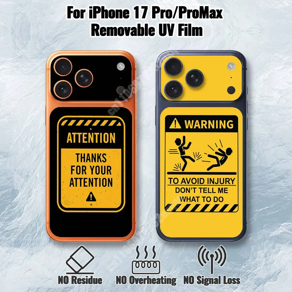 Funny Warning Words Sticker Removable UV Film for iPhone 17 Pro 17 ProMax Hydrogel Sticker
Funny Warning Words Sticker Removable UV Film for iPhone 17 Pro 17 ProMax Hydrogel Sticker