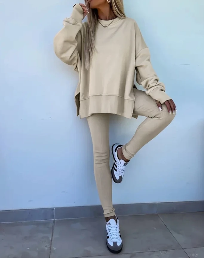 Women's Trousers Sets Fashion 2 Pieces Outfits Female Clothing Round Neck Long Sleeve Top & Casual Slim Fit Pants Workout Set
Women's Trousers Sets Fashion 2 Pieces Outfits Female Clothing Round Neck Long Sleeve Top & Casual Slim Fit Pants Workout Set