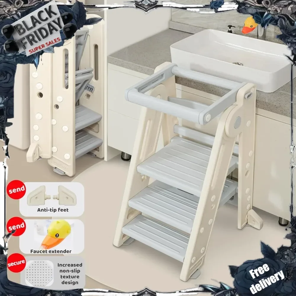 Toddler Kitchen Tower for Learning and Cooking, Safety Rail, 3-Step, Foldable & Adjustable
Toddler Kitchen Tower for Learning and Cooking, Safety Rail, 3-Step, Foldable & Adjustable