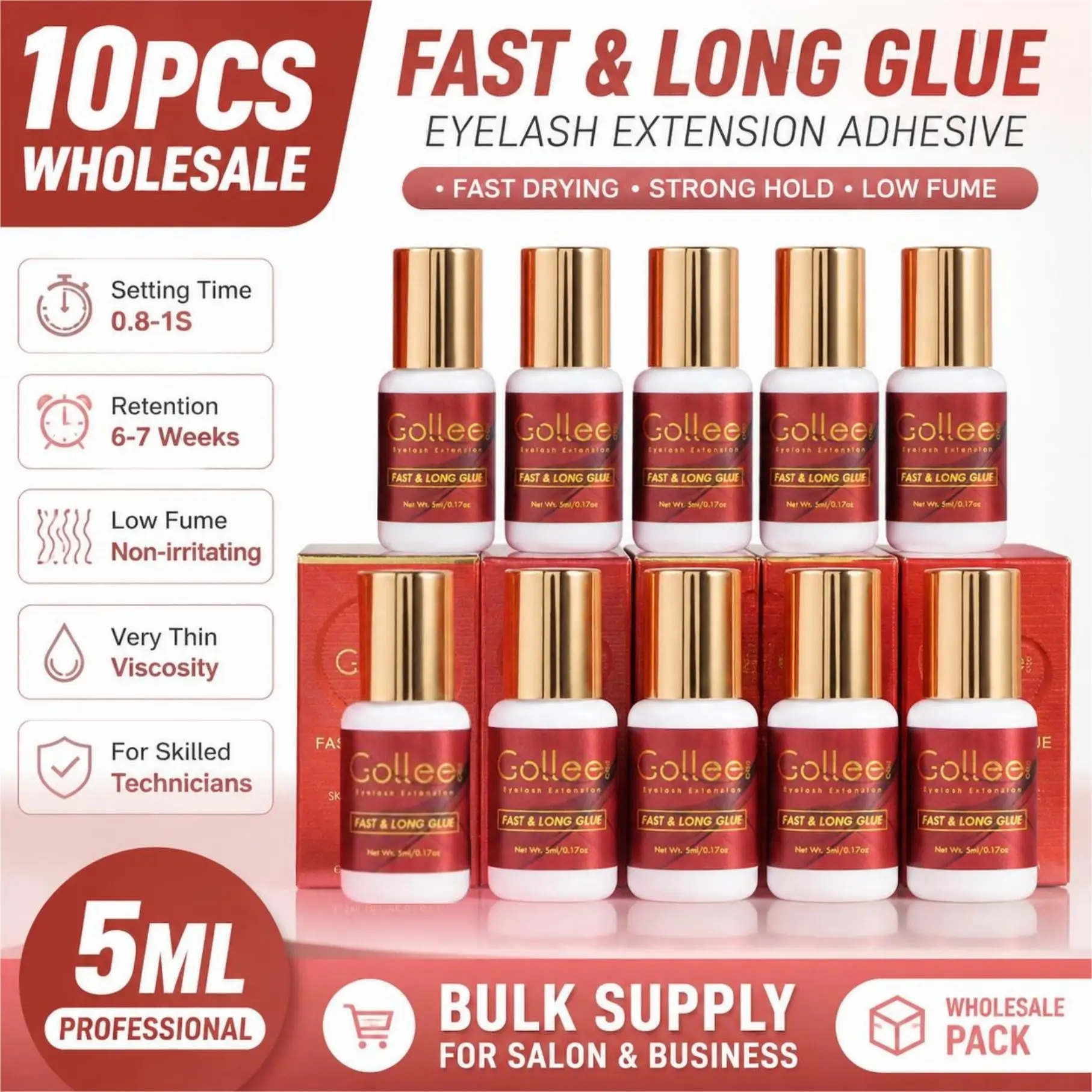 Gollee Professional Eyelash Eyelash Glue Eyelash Extension Fast Drying Long Strong Lash Glue False Eye Lash Adhesive
Gollee Professional Eyelash Eyelash Glue Eyelash Extension Fast Drying Long Strong Lash Glue False Eye Lash Adhesive