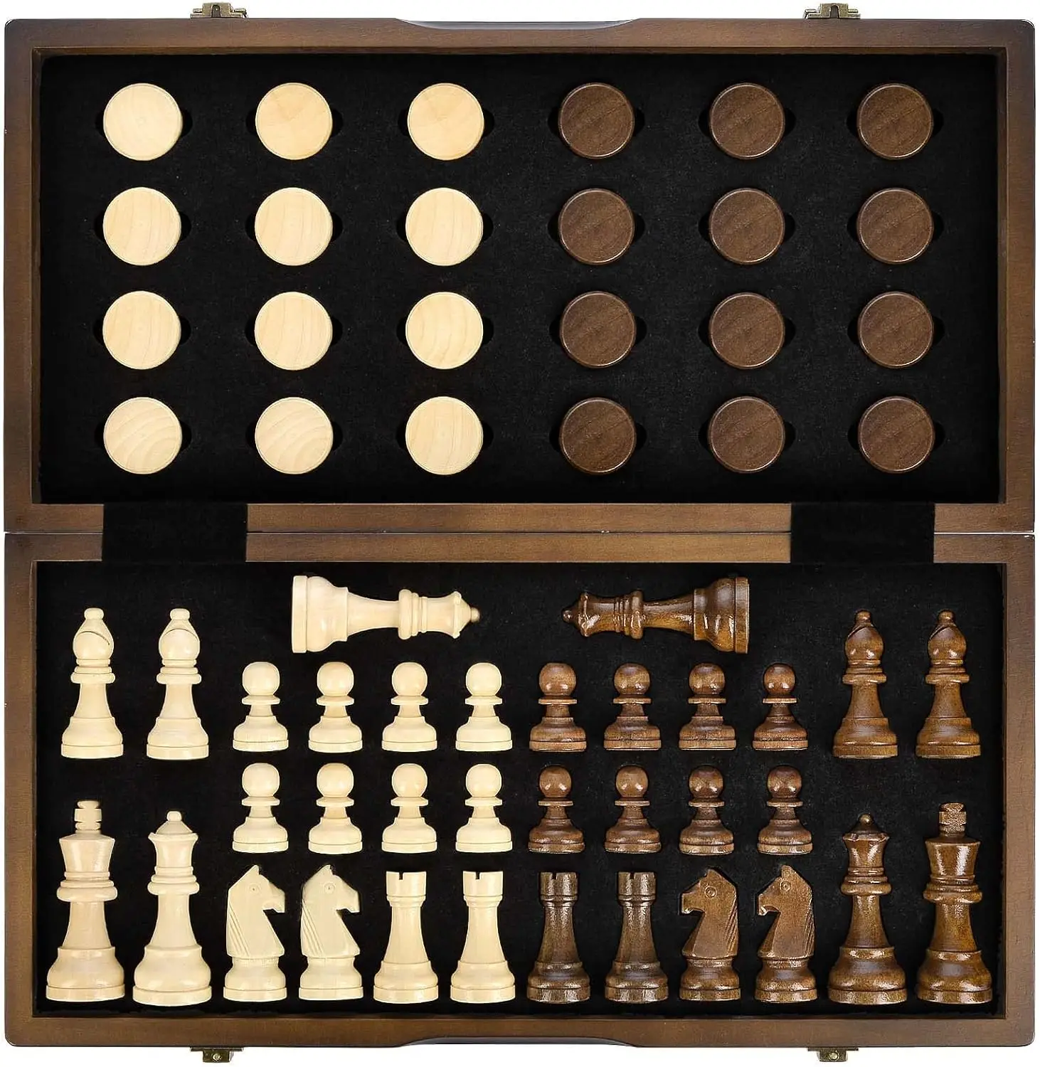 Magnetic Wooden Chess & Checkers Set, 15 Inch 2-in-1 Board Game with Extra Queens, Folding Storage, Beginner Friendly
Magnetic Wooden Chess & Checkers Set, 15 Inch 2-in-1 Board Game with Extra Queens, Folding Storage, Beginner Friendly
