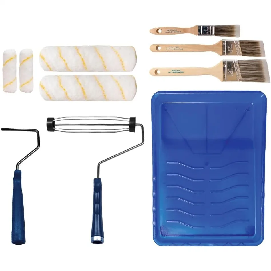 10 Piece Paint Roller Kit with Tray, Brushes & Rollers for Walls, All Paints & Stains, Washable Reusable Easy Clean
10 Piece Paint Roller Kit with Tray, Brushes & Rollers for Walls, All Paints & Stains, Washable Reusable Easy Clean