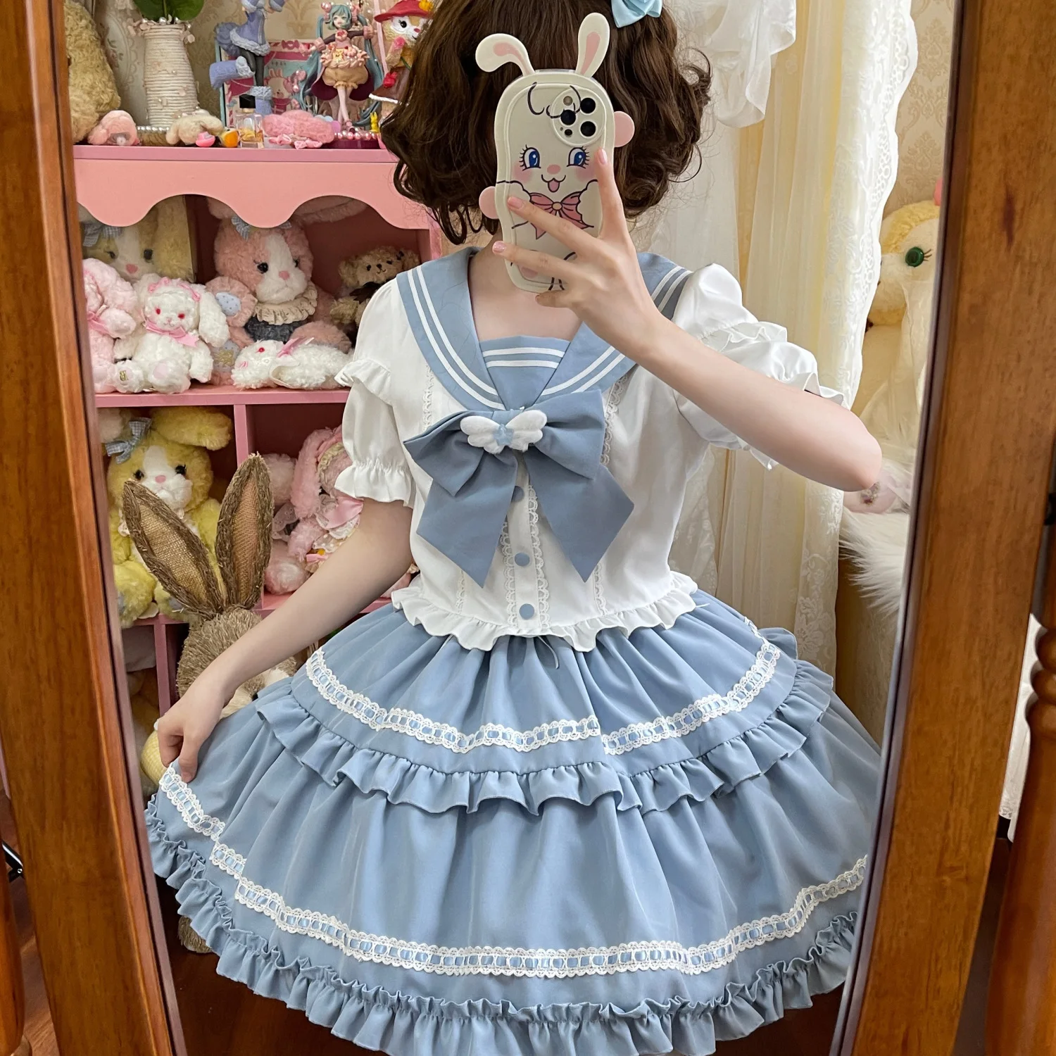 Coalfell ~Navy Collar Short Sleeved Blouse Women+short Skirt Lolita Set Loita Dresses Kawaii Bowknot Japanese Sweet OP Dress
Coalfell ~Navy Collar Short Sleeved Blouse Women+short Skirt Lolita Set Loita Dresses Kawaii Bowknot Japanese Sweet OP Dress