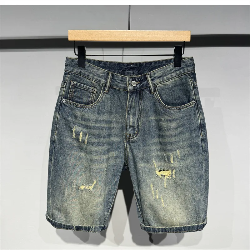 Summer High Street Denim Shorts For Men Ripped Knee Loose Straight Jeans Shorts
Summer High Street Denim Shorts For Men Ripped Knee Loose Straight Jeans Shorts
