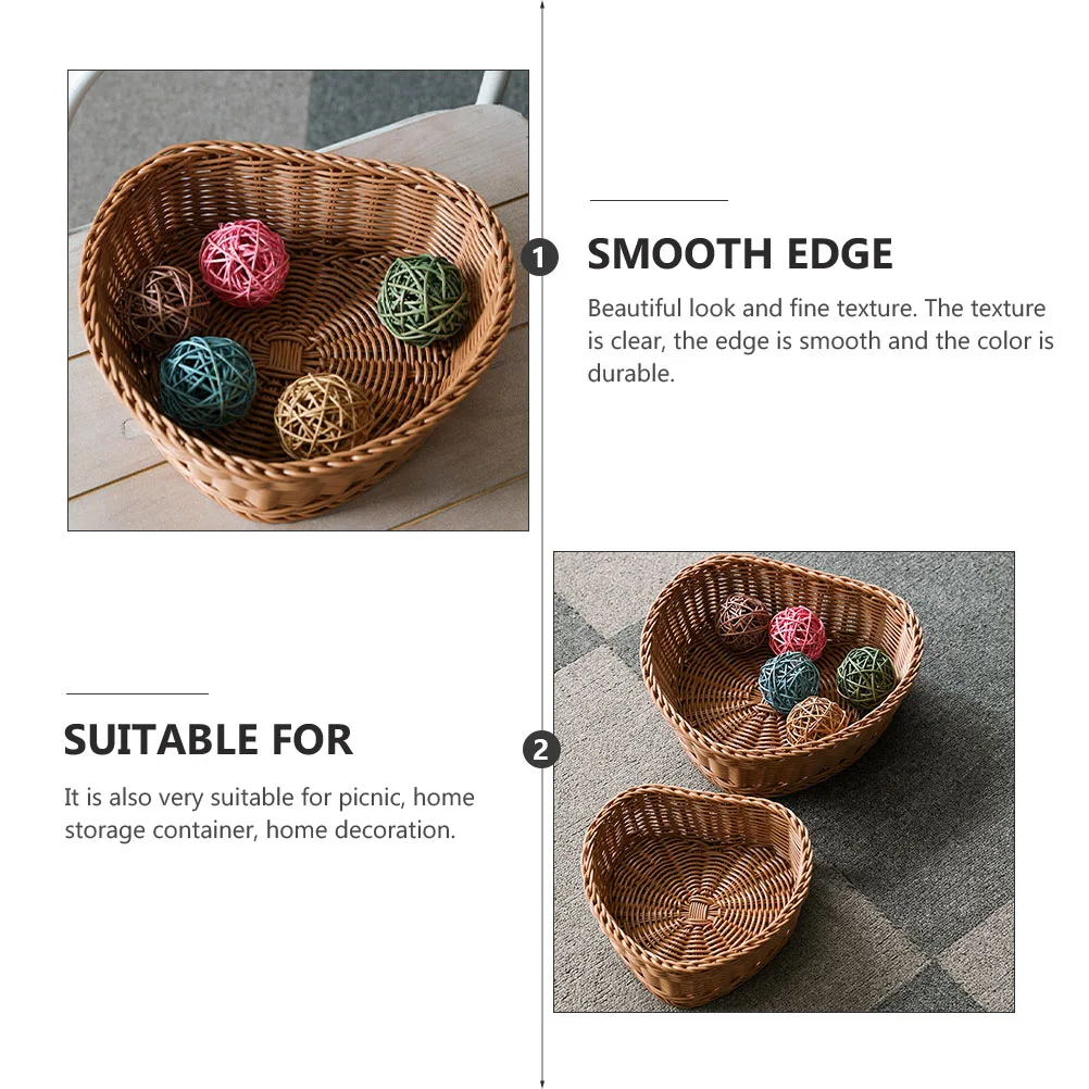 Heart Shaped Fruit Tray PP Plastic Hotel Storage Basket Kitchen Sundries ganizer Simulated Rattan
Heart Shaped Fruit Tray PP Plastic Hotel Storage Basket Kitchen Sundries ganizer Simulated Rattan