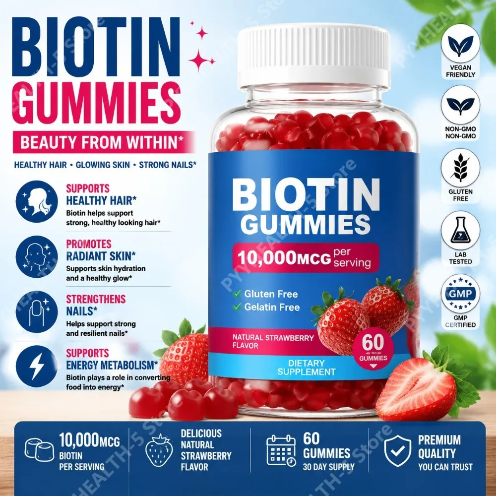 Biotin Gummies for Hair Growth, Skin & Nails Biotin Vitamins for Women Men Great Tasting Strawberry Flavor Gummies
Biotin Gummies for Hair Growth, Skin & Nails Biotin Vitamins for Women Men Great Tasting Strawberry Flavor Gummies
