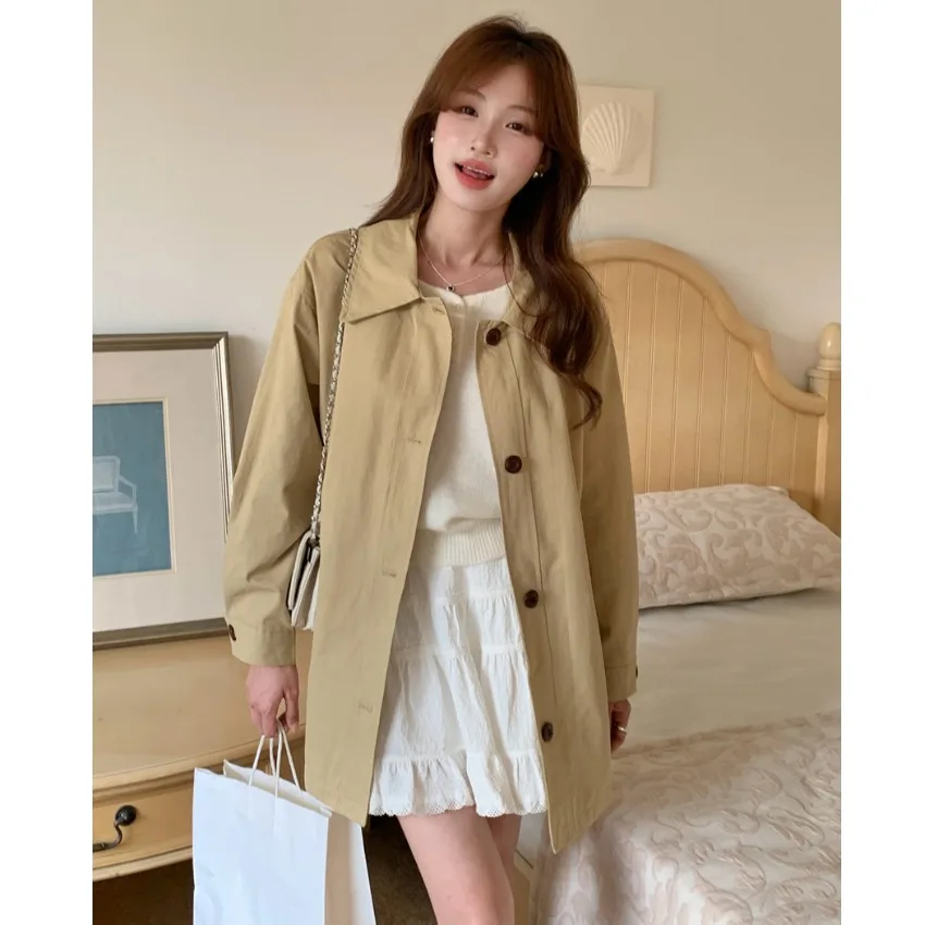Casual Chic Long Loose Coat Single Button Turn-down Collar Faionable Outerwear Women's Cotton Spring Autumn Pure Color
Casual Chic Long Loose Coat Single Button Turn-down Collar Faionable Outerwear Women's Cotton Spring Autumn Pure Color