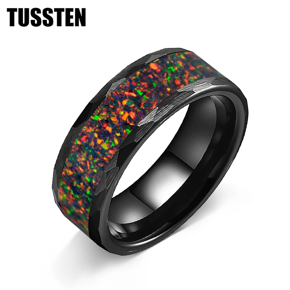 TUTISS 8mm Men Women Hammered Tungsten Black Fire Opal Inlay Ring Fashion Engagement Promise
TUTISS 8mm Men Women Hammered Tungsten Black Fire Opal Inlay Ring Fashion Engagement Promise