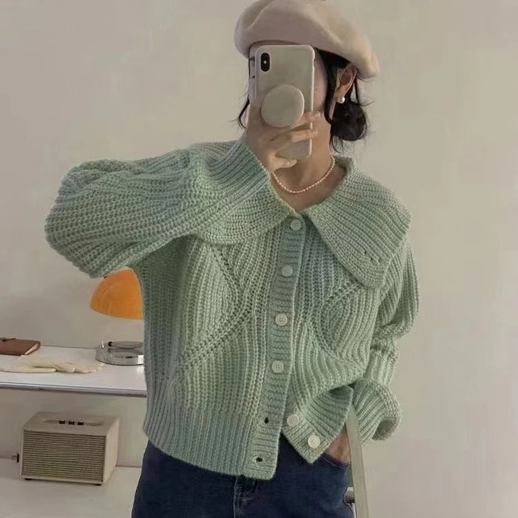 Sweet Youthful Doll Collar Oversized Sweater Coat Women Spring Autumn New Knitted Outerwear Cardigan Top Straight Cut Long Sl...
Sweet Youthful Doll Collar Oversized Sweater Coat Women Spring Autumn New Knitted Outerwear Cardigan Top Straight Cut Long Sl...