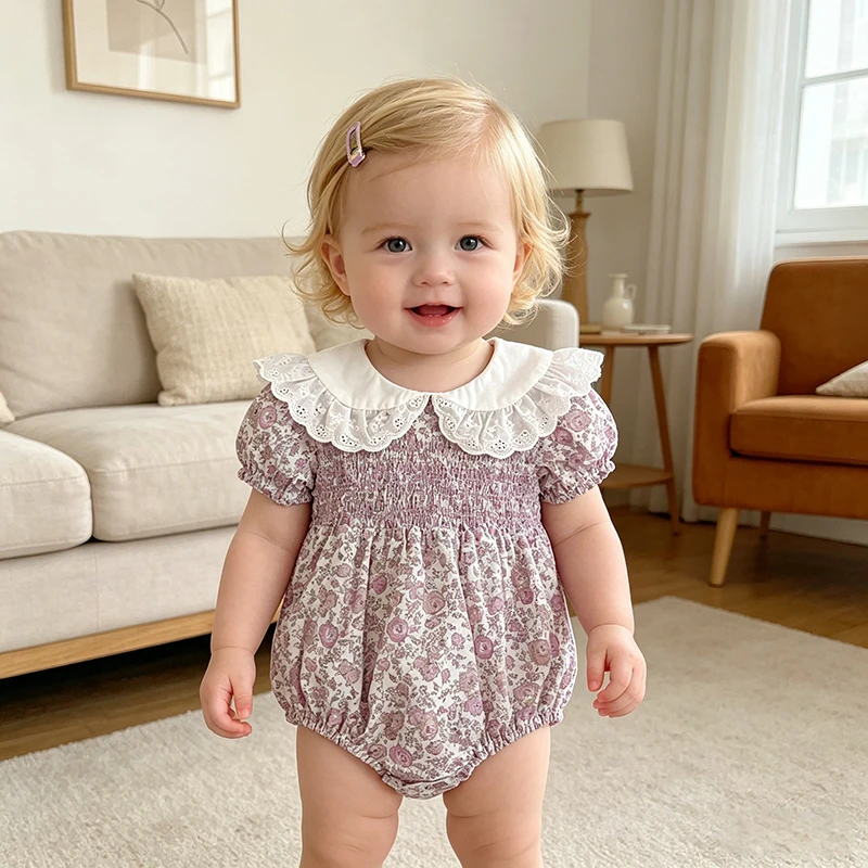 2026 Summer Baby Girl Clothing Peter Pan Collar Newborn Baby Girl Romper 0-24M Cotton Toddler Baby Girl Short Sleevele Jumpsuit
2026 Summer Baby Girl Clothing Peter Pan Collar Newborn Baby Girl Romper 0-24M Cotton Toddler Baby Girl Short Sleevele Jumpsuit