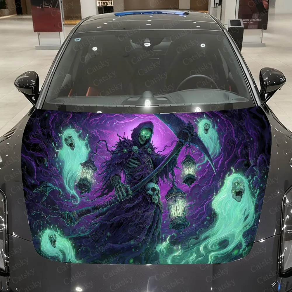 Green Ghost Scythe Reaper Car Vinyl Wrap, PVC Waterproof Car Hood Sticker, Self-Adhesive Scratch-Resistant Stickers
Green Ghost Scythe Reaper Car Vinyl Wrap, PVC Waterproof Car Hood Sticker, Self-Adhesive Scratch-Resistant Stickers