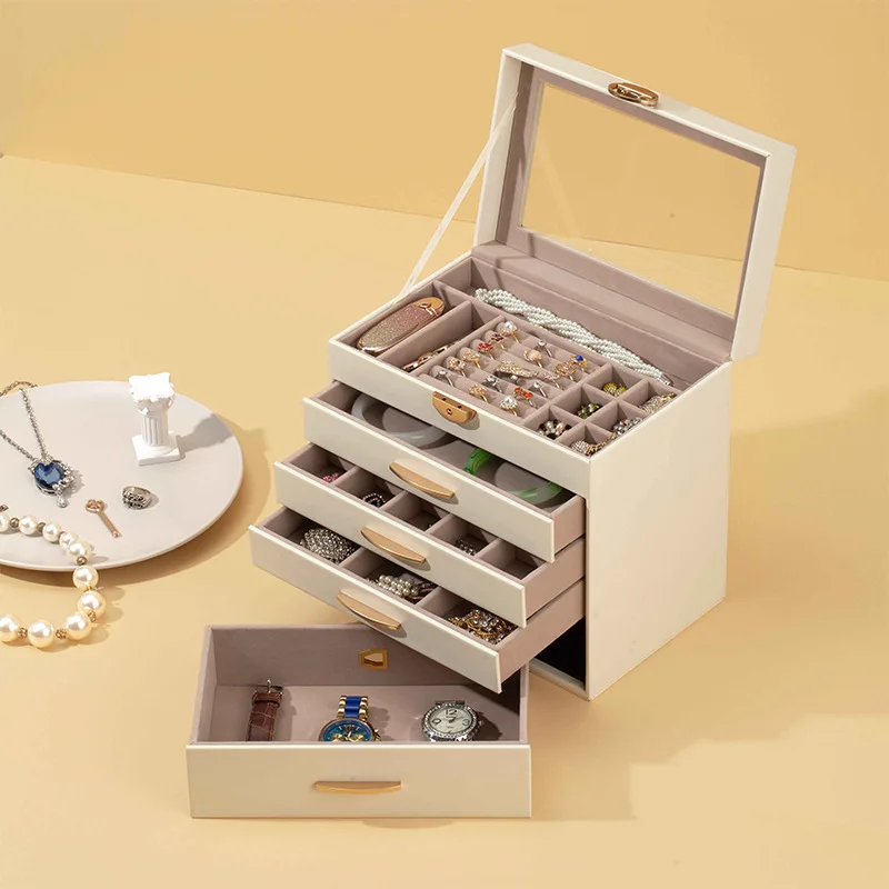 Leather Jewelry Box Transparent Glass Ring Storage Boxes Minimalist With Lock Bracelet Display Case Luxury Jewellery Packaging
Leather Jewelry Box Transparent Glass Ring Storage Boxes Minimalist With Lock Bracelet Display Case Luxury Jewellery Packaging