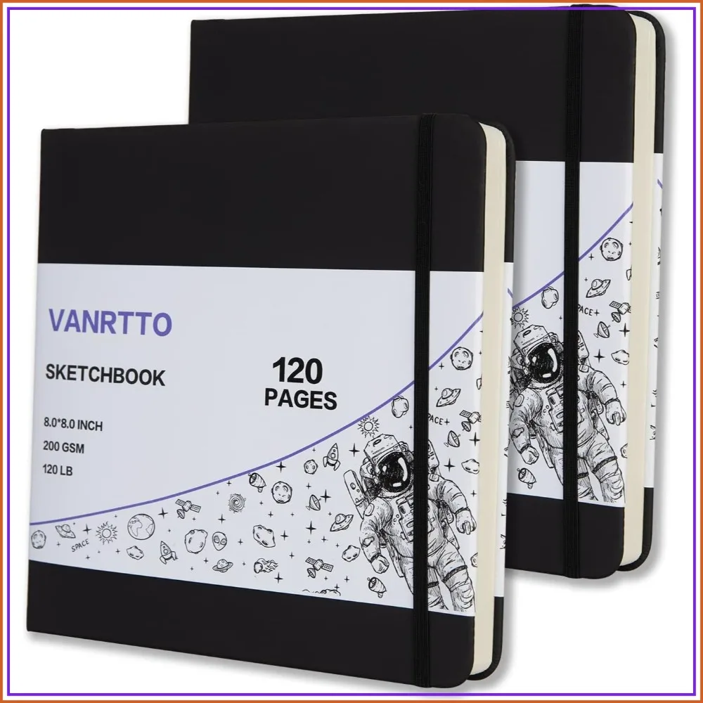 Hardcover Square Sketch Book, 200GSM Thick Paper for Marker, Watercolor, Pencil, Mixed Media, 60 Sheets/120 Pages 8x8 Inch, 2 Pack
Hardcover Square Sketch Book, 200GSM Thick Paper for Marker, Watercolor, Pencil, Mixed Media, 60 Sheets/120 Pages 8x8 Inch, 2 Pack