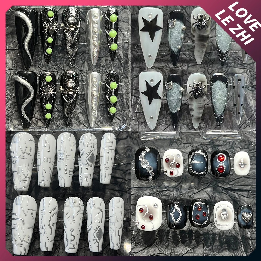 Newest Pure Handmade Y2K Punk Almond Removable Nail Metal Spider Pearl Rhinestone Full Cover Acrylic Nail Holiday Gifts
Newest Pure Handmade Y2K Punk Almond Removable Nail Metal Spider Pearl Rhinestone Full Cover Acrylic Nail Holiday Gifts