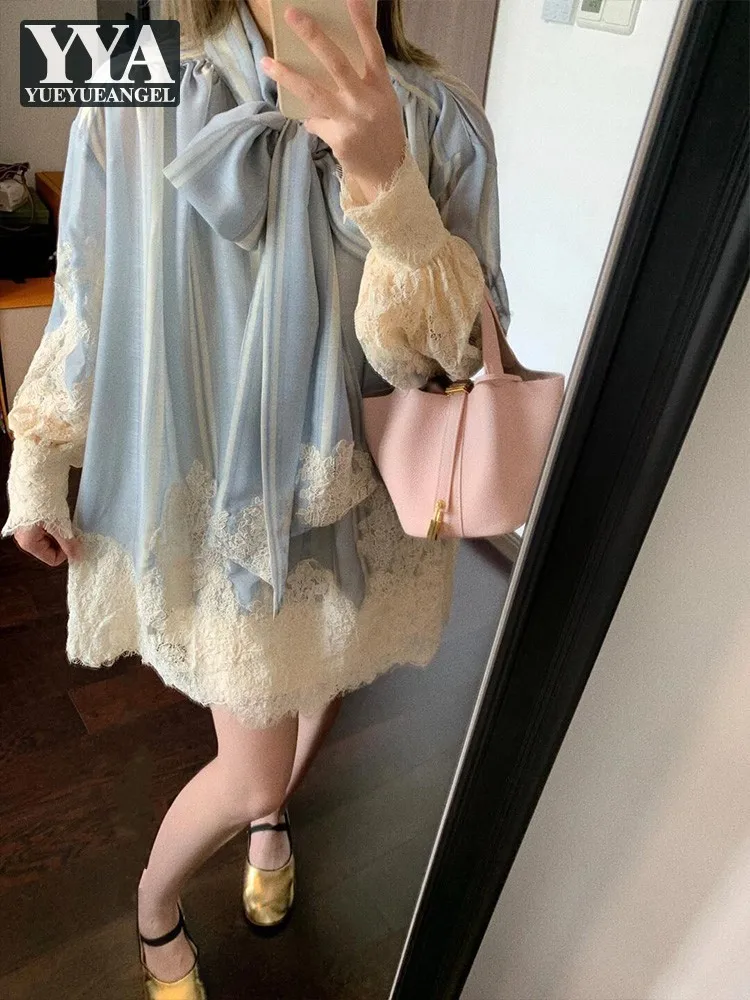 French Style Retro Design Lace Patchwork Lace-Up Summer Dress Fashion Lantern Sleeve Loose Waist Sweet Above Knee Length Dresses
French Style Retro Design Lace Patchwork Lace-Up Summer Dress Fashion Lantern Sleeve Loose Waist Sweet Above Knee Length Dresses
