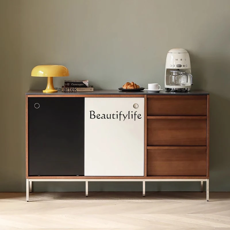Medieval rock slab dining side cabinet small apartment storage sliding door drawer cabinet solid wood
Medieval rock slab dining side cabinet small apartment storage sliding door drawer cabinet solid wood
