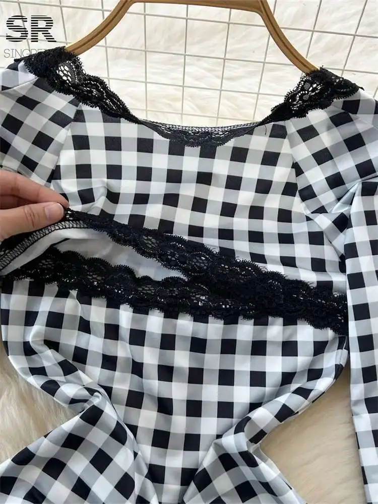 BabYoung Plaid Stripe Sexy Dresses Woman Long Sleeve Strapless High Quality Lace Splice Slim Streetwear Basics Fashion Dress
BabYoung Plaid Stripe Sexy Dresses Woman Long Sleeve Strapless High Quality Lace Splice Slim Streetwear Basics Fashion Dress