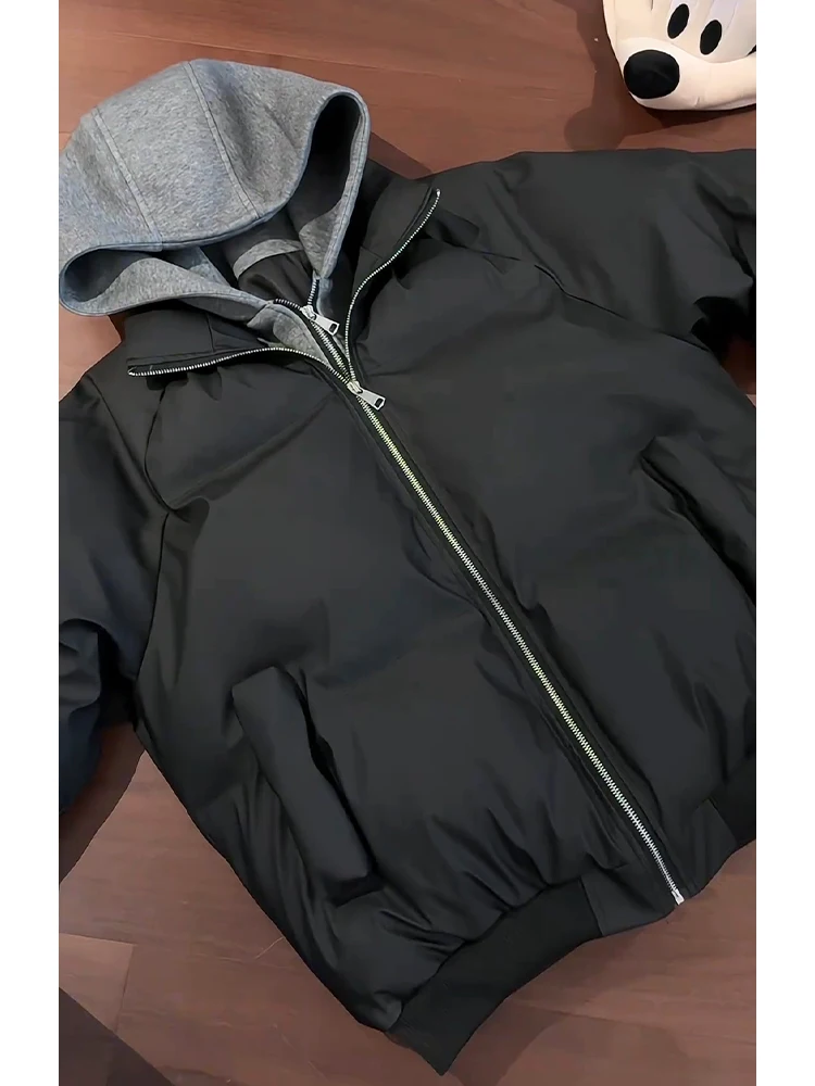 Bla PU Leather Jaet Thiened Double Zipper Hooded Cotton Coat Winter Outerwear for Men Warm Stand Fit Long Sve Coat
Bla PU Leather Jaet Thiened Double Zipper Hooded Cotton Coat Winter Outerwear for Men Warm Stand Fit Long Sve Coat