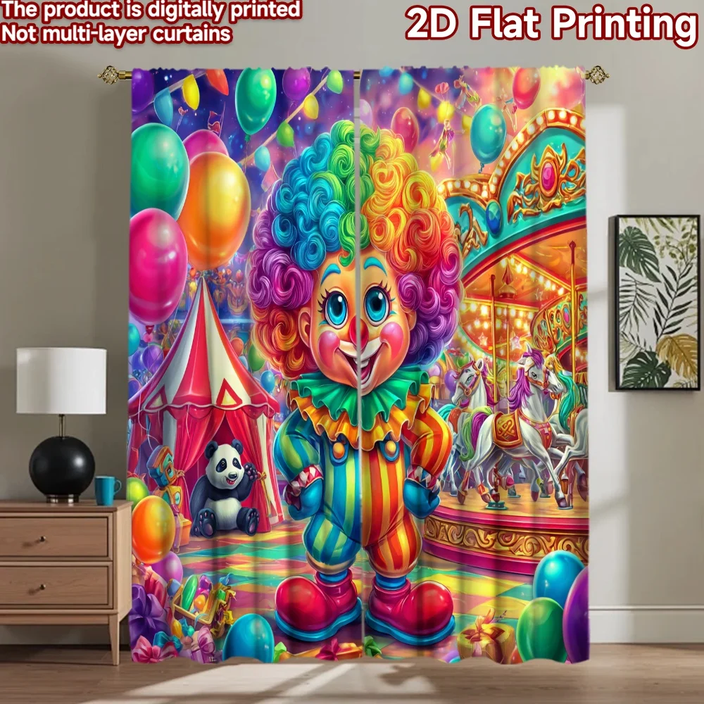 2D flat printing 2pcs Window Curtains Clown circus carnival joy Digital Printed Polyester Drapes Festive Curtains for Indoor
2D flat printing 2pcs Window Curtains Clown circus carnival joy Digital Printed Polyester Drapes Festive Curtains for Indoor