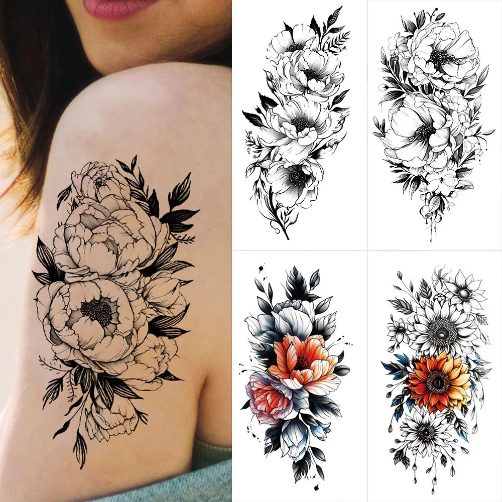 Black Flower Painting Tattoo Stickers for Women Dispossible Waterproof Temporary Tattoos for Body Fake Hand Tattoo
Black Flower Painting Tattoo Stickers for Women Dispossible Waterproof Temporary Tattoos for Body Fake Hand Tattoo