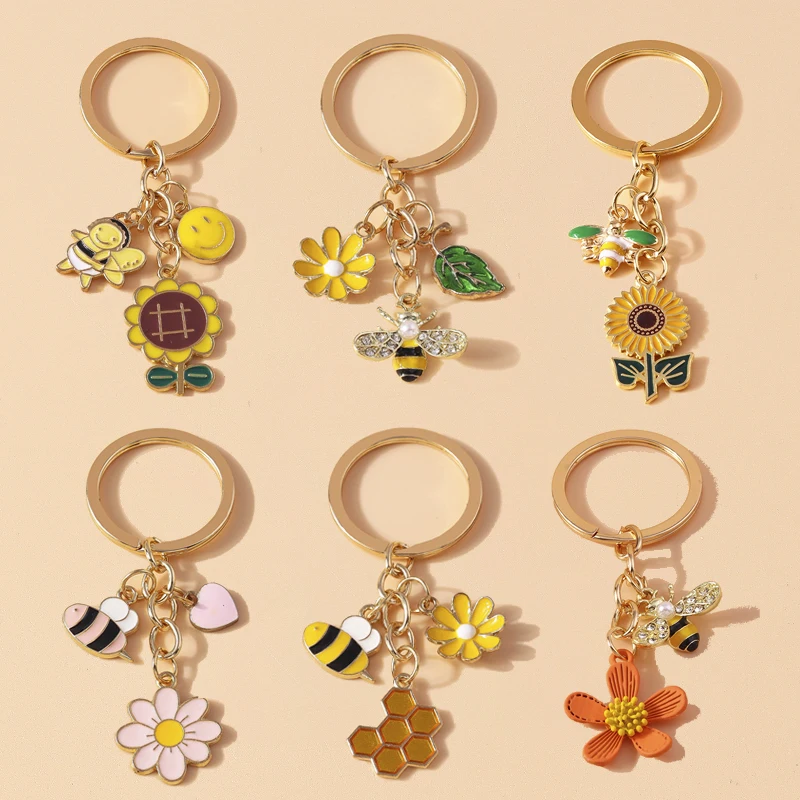 Cute Enamel Bee Keychain Flower Key Rings Pendants for Car Key Holder Women Girls Handbag Accessories Handmade Jewelry Gift
Cute Enamel Bee Keychain Flower Key Rings Pendants for Car Key Holder Women Girls Handbag Accessories Handmade Jewelry Gift