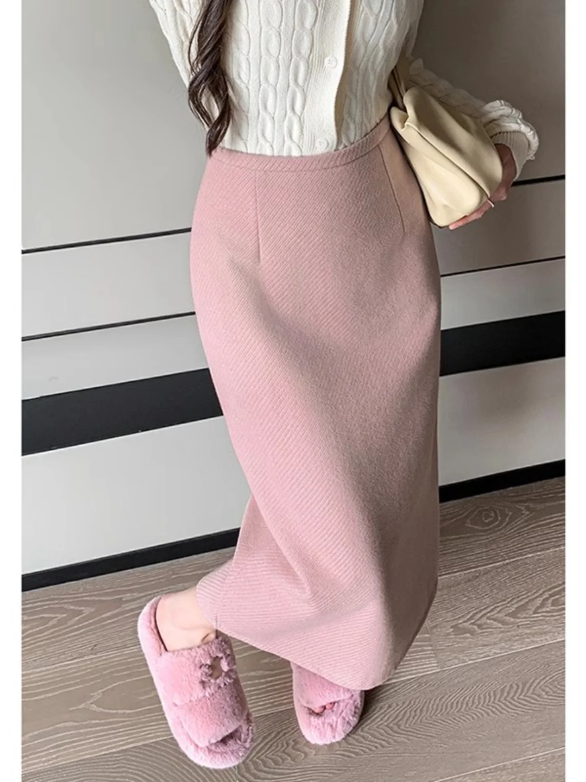 Pink Woolen High Waist Slimming Asymmetrical Hemline A-Line Skirt Autumn Winter Women's Faion plus Size Midi Skirt
Pink Woolen High Waist Slimming Asymmetrical Hemline A-Line Skirt Autumn Winter Women's Faion plus Size Midi Skirt