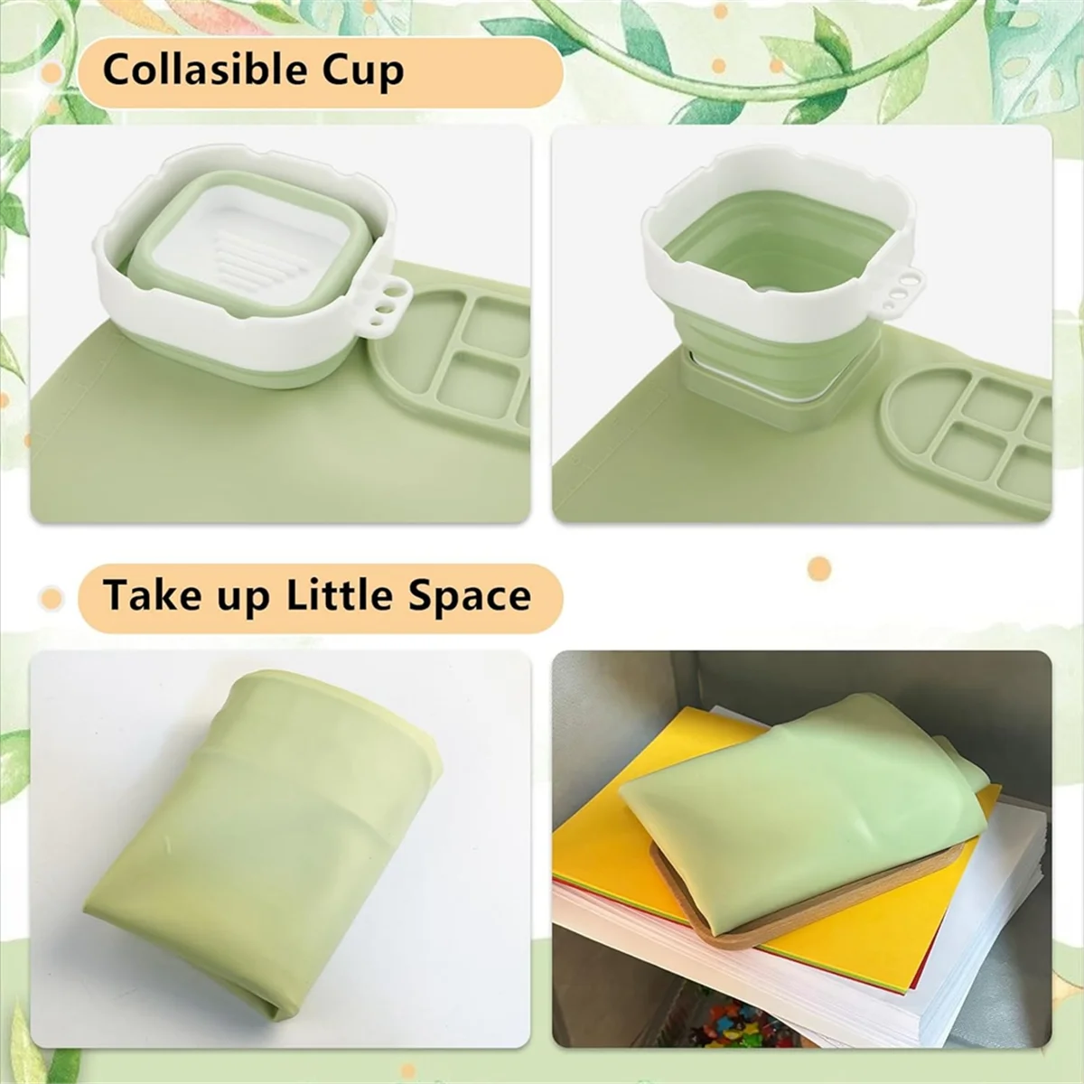 PA-2PCS Silicone Painting Mat with Water Cup, 20x16 Inch Silicone Art Mat Silicone Craft Mat for Painting Paint
PA-2PCS Silicone Painting Mat with Water Cup, 20x16 Inch Silicone Art Mat Silicone Craft Mat for Painting Paint