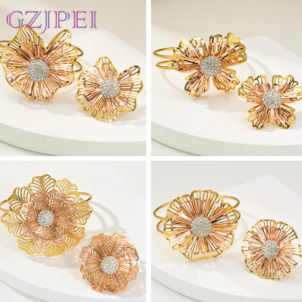 GZJPEI Fashion Bracelet Ring Set For Women Exquisite Hollow Out Open Bracelet Flower Finger Ring Trendy Party Jewelry Gift 2026
GZJPEI Fashion Bracelet Ring Set For Women Exquisite Hollow Out Open Bracelet Flower Finger Ring Trendy Party Jewelry Gift 2026