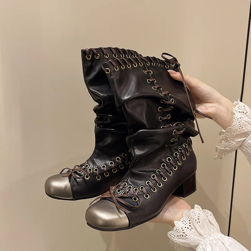 2026Square Toe Lace-Up Bow Pleated Fashion Boots Vintage Block Heel Mid-Leg Boots for Women,Spring and Autumn Style Fashion35-42
2026Square Toe Lace-Up Bow Pleated Fashion Boots Vintage Block Heel Mid-Leg Boots for Women,Spring and Autumn Style Fashion35-42