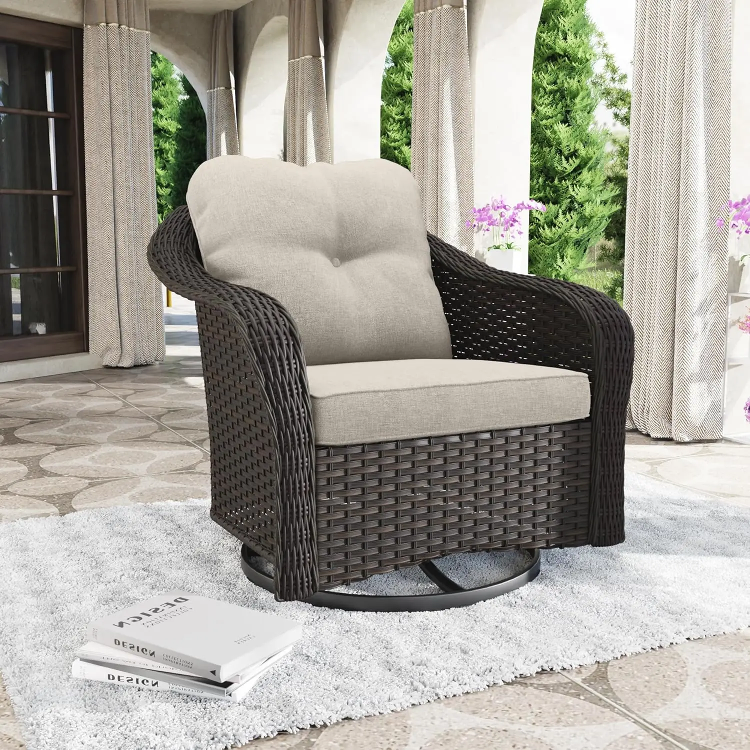Swivel Rocking Outdoor Wicker Patio Chair with Olefin Cushion for Backyard Deck Porch, Customized
Swivel Rocking Outdoor Wicker Patio Chair with Olefin Cushion for Backyard Deck Porch, Customized