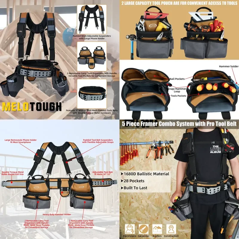 Heavy Carpenter's Tool Belt with Sling Pouch Suspender Framer's Comb Apron Construction Tool Pouch for Builder and
Heavy Carpenter's Tool Belt with Sling Pouch Suspender Framer's Comb Apron Construction Tool Pouch for Builder and