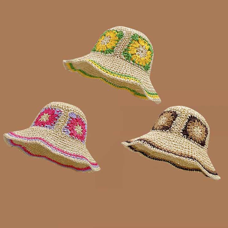 Spring Summer Hollowed Women Straw Hats Crochet Bucket Hat UV Protection Sun Visor Beach Hat Visors Ladies Seaside Fisherman Hat
Spring Summer Hollowed Women Straw Hats Crochet Bucket Hat UV Protection Sun Visor Beach Hat Visors Ladies Seaside Fisherman Hat