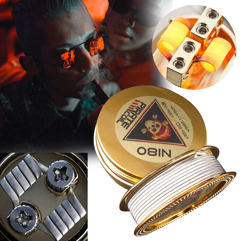 PIRATE COIL Fashion Accessories Ni80 Heating Wire Pirate 3 Core Clapton Fancy Heating Wire For Electronic Cigarette 40GA+3X28
PIRATE COIL Fashion Accessories Ni80 Heating Wire Pirate 3 Core Clapton Fancy Heating Wire For Electronic Cigarette 40GA+3X28