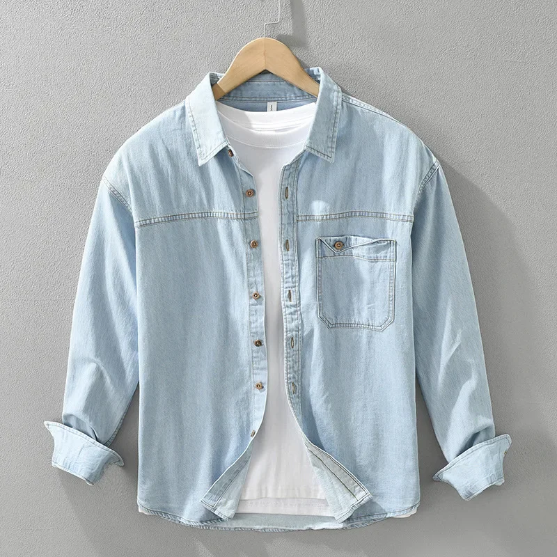 Korean Fashion Long Sleeve Denim Shirt Men Streetwear Mens Loose Shirts Spring Fall Pure Cotton Jean Shirt Man Casual Cowboy Top
Korean Fashion Long Sleeve Denim Shirt Men Streetwear Mens Loose Shirts Spring Fall Pure Cotton Jean Shirt Man Casual Cowboy Top