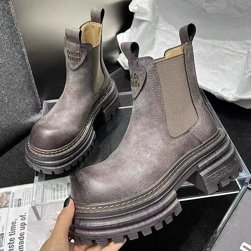 ZHUOFU/Новые осенне-зимние ботинки челси в стиле ретро, ботинки челси в стиле ретро, модные женские ботильоны из искусственной кожи ручной работы 
ZHUOFU/Новые осенне-зимние ботинки челси в стиле ретро, ботинки челси в стиле ретро, модные женские ботильоны из искусственной кожи ручной работы