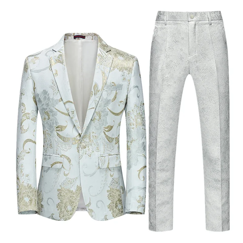 Luxury Men's Suit Two-Piece, Fitted Jacket in Jacquard Fabric Paired with Pants, Available in Blue, Black, Green, Red, Silver.
Luxury Men's Suit Two-Piece, Fitted Jacket in Jacquard Fabric Paired with Pants, Available in Blue, Black, Green, Red, Silver.