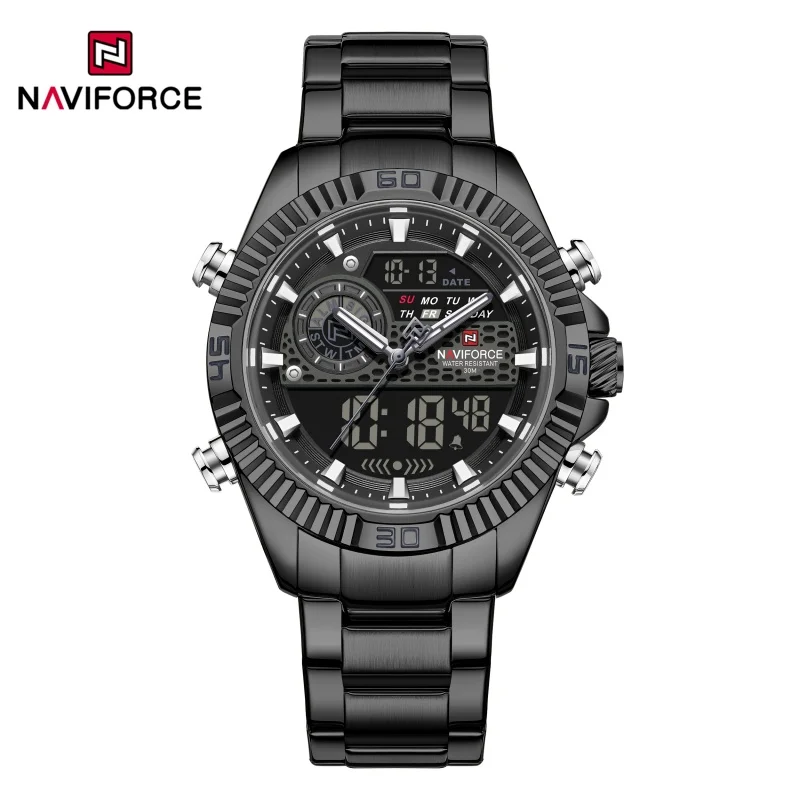 NAVIFORCE 9262S New Men's Watch Steel Strap Chronograph Waterproof Night Light Dual Display Sports Men's Electronic Watch reloj
NAVIFORCE 9262S New Men's Watch Steel Strap Chronograph Waterproof Night Light Dual Display Sports Men's Electronic Watch reloj