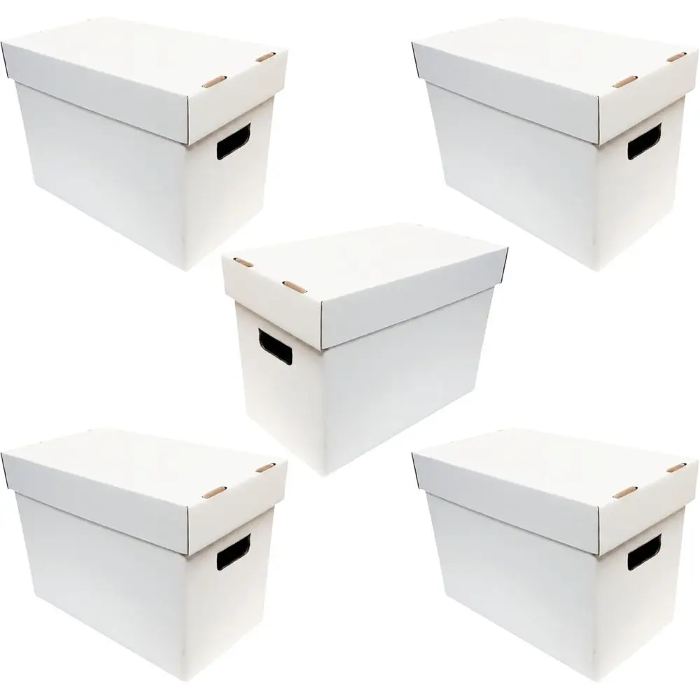 Heavy-Duty Cardboard Storage Boxes with Lids - 200 lb Test, 5-Pack, Made in USA
Heavy-Duty Cardboard Storage Boxes with Lids - 200 lb Test, 5-Pack, Made in USA