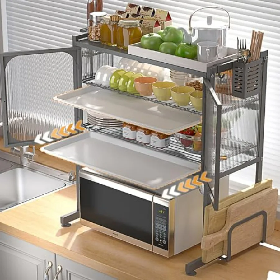 Kitchen Storage Rack 3-Tier Metal Dish Rack Over The Sink Dish Drainer Drying Rack Table Standing Microwave Oven Shelf with Adj
Kitchen Storage Rack 3-Tier Metal Dish Rack Over The Sink Dish Drainer Drying Rack Table Standing Microwave Oven Shelf with Adj