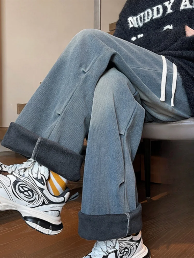 Men's Fce Lined Straight Leg Jeans Casual Thiened Winter Wide Leg Casual Pants Torn Bleach Wa Middle Waist Long Pants
Men's Fce Lined Straight Leg Jeans Casual Thiened Winter Wide Leg Casual Pants Torn Bleach Wa Middle Waist Long Pants