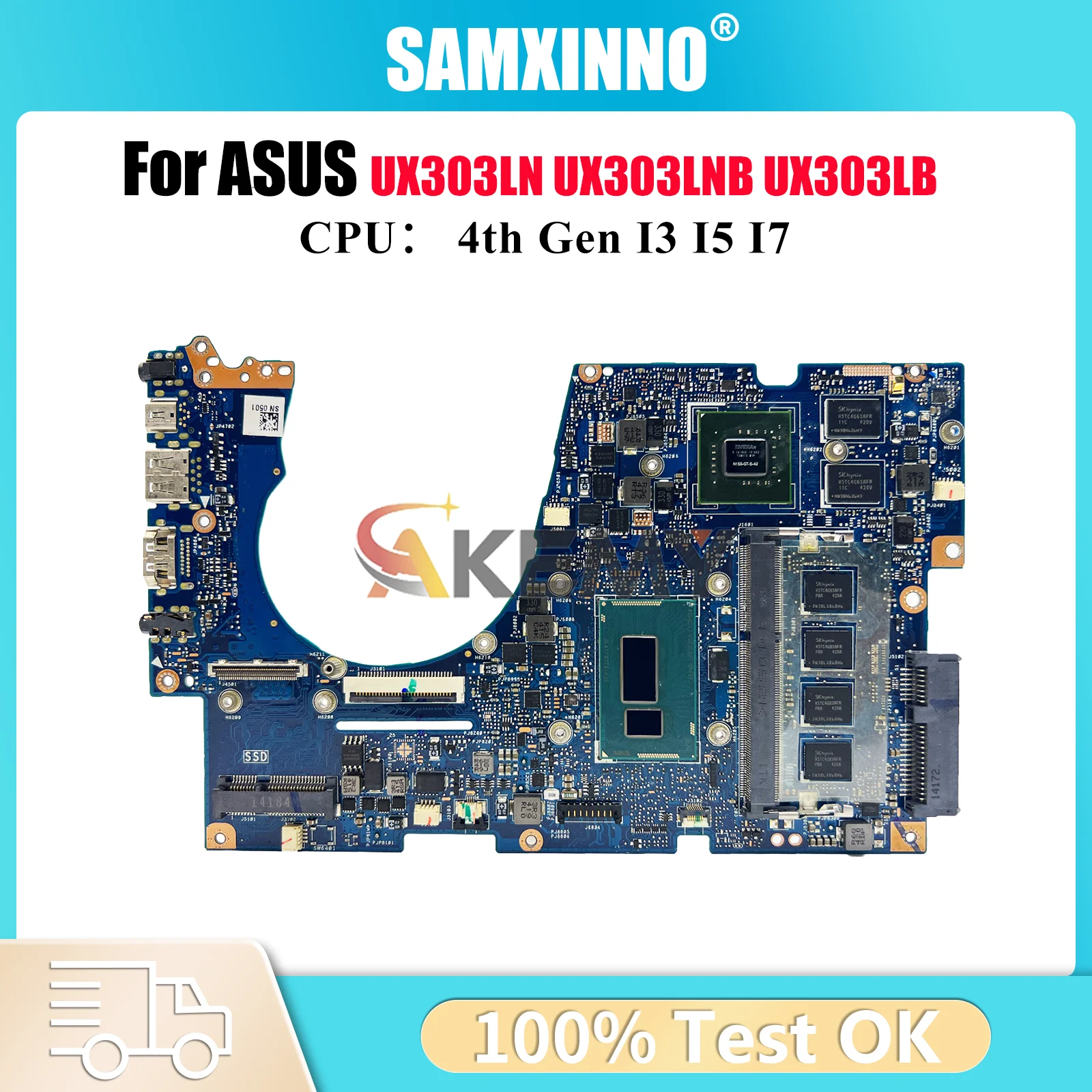 UX303LN Laptop Motherboard For ASUS ZenBook UX303LN U303L BX303L UX303L UX303LB UX303LNB U3000 Mainboard I3 I5 I7 CPU tests OK
UX303LN Laptop Motherboard For ASUS ZenBook UX303LN U303L BX303L UX303L UX303LB UX303LNB U3000 Mainboard I3 I5 I7 CPU tests OK