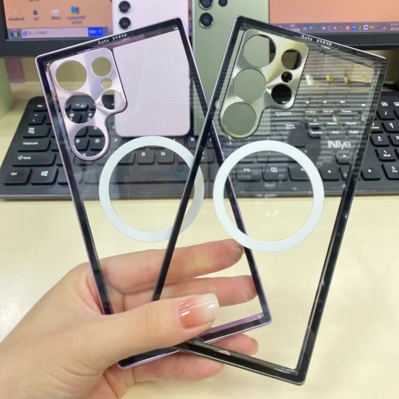 Всплывающий чехол из алюминиевого сплава с металлической рамкой для Samsung Galaxy S23 Ultra S22 + Plus S23 + прозрачный Магнитный чехол для Magsafe Charge
Всплывающий чехол из алюминиевого сплава с металлической рамкой для Samsung Galaxy S23 Ultra S22 + Plus S23 + прозрачный Магнитный чехол для Magsafe Charge