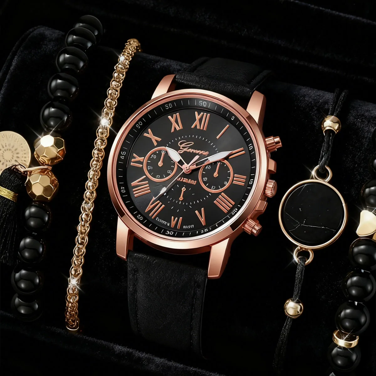 5 шт./компл. - женские часы, модный кожаный ремешок со стразами, кварцевый браслет из бисера, набор на Рождество, подарок на День святого Валентина (без коробки)
5 шт./компл. - женские часы, модный кожаный ремешок со стразами, кварцевый браслет из бисера, набор на Рождество, подарок на День святого Валентина (без коробки)