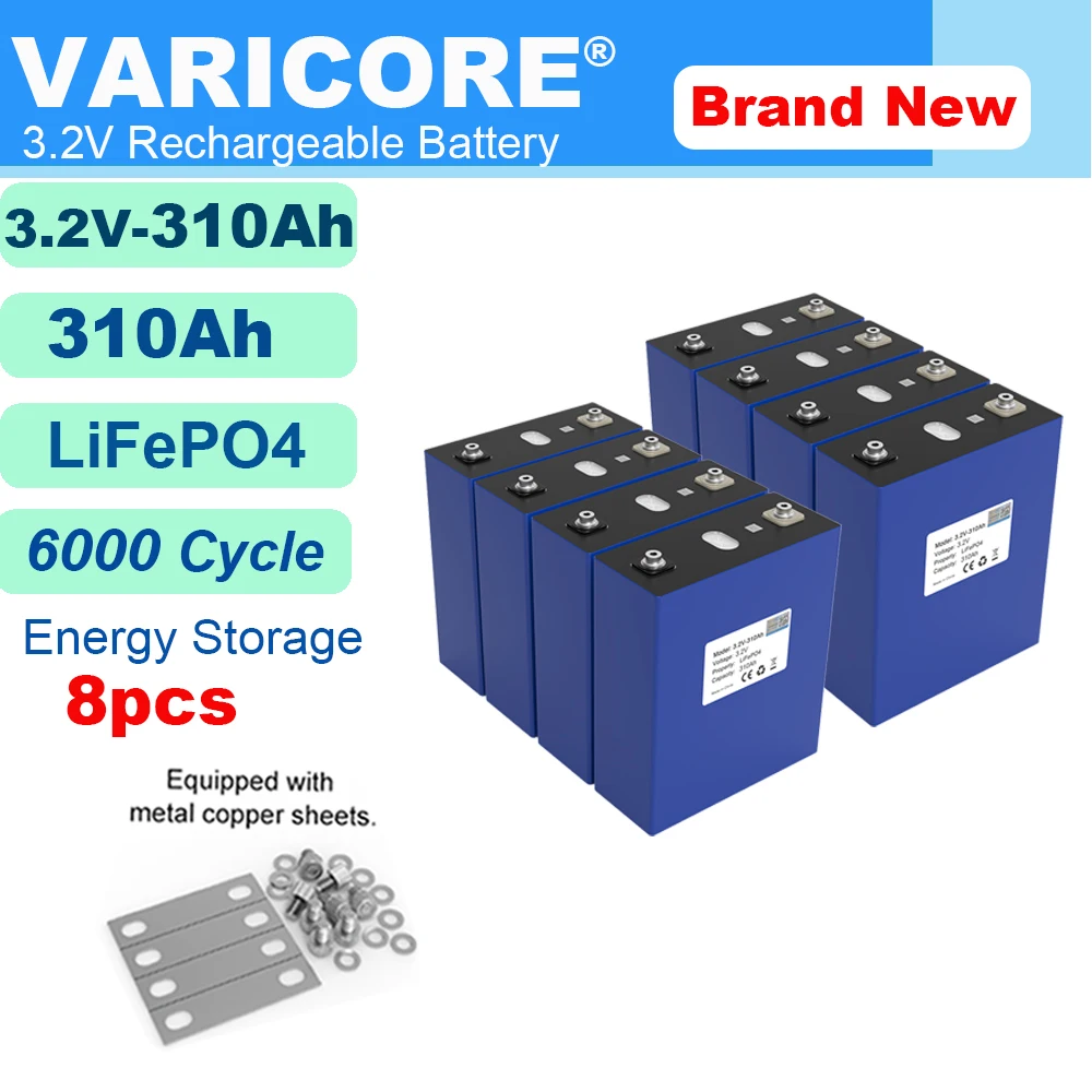 8x VariCore 3,2 В 310 Ач lifepo4 аккумулятор DIY 4S 12 В аккумуляторная батарея для электромобиля RV система хранения солнечной энергии
8x VariCore 3,2 В 310 Ач lifepo4 аккумулятор DIY 4S 12 В аккумуляторная батарея для электромобиля RV система хранения солнечной энергии
